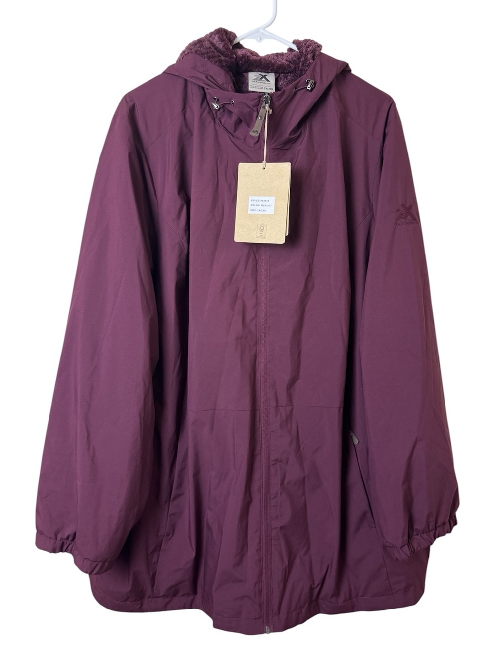 ZeroXposur Plum Purple Hooded Jacket Weather Resistant Fleece Lined Size 2X